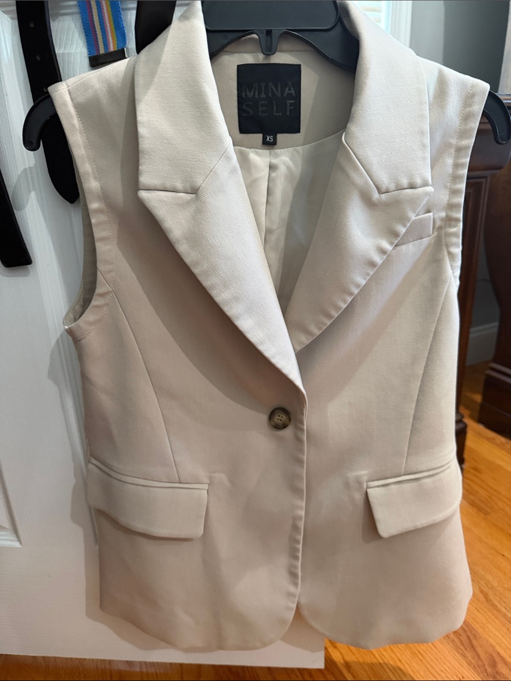 Sleeveless Blazer Vest in Cream by